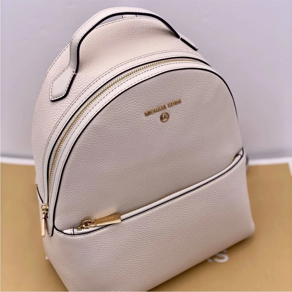 Michael Kors Valerie Medium Light Cream Pebbled Leather Backpack